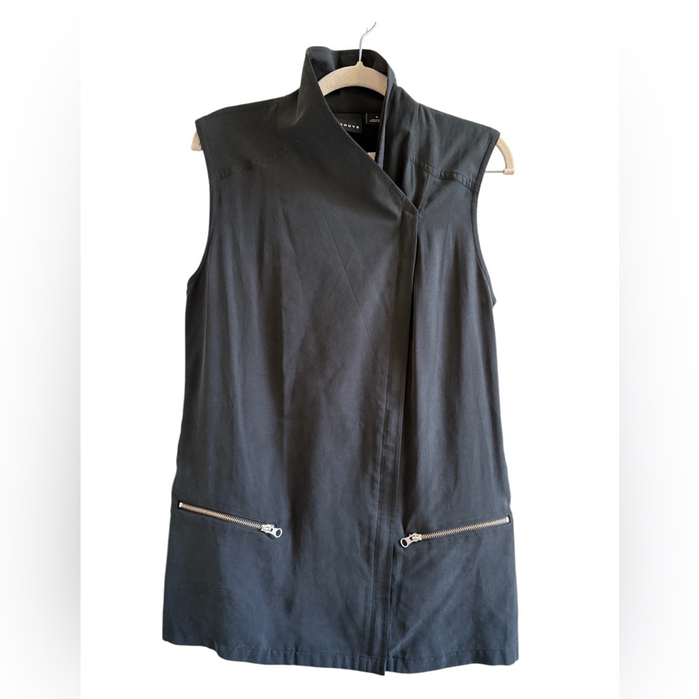Trouvé - Women's Modal Asymmetrical Zip Sleevless Top - Size Medium‎ - Black